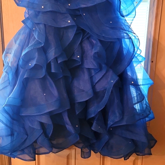 BLUE CRYSTAL RHINESTONE AND RUFFLE PAGEANT DRESS - Picture 4 of 4